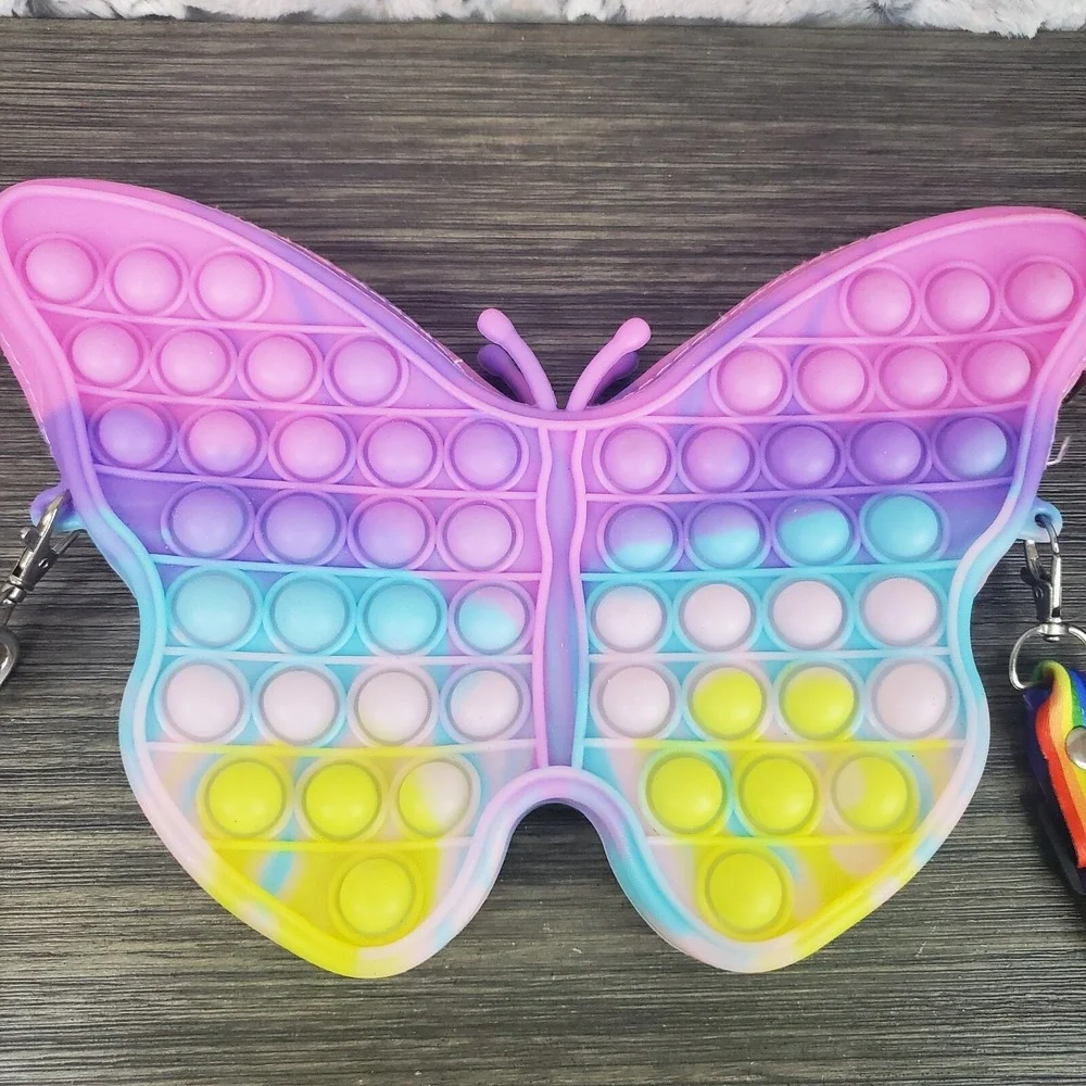 Pastel Butterfly Shaped Purse Bag + Mini Relief Stress Sensory Fidget Toys